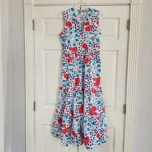 Oliphant Tuckernuck Fleur Yoke sleeveless flower tiered flare maxi Dress sz XS